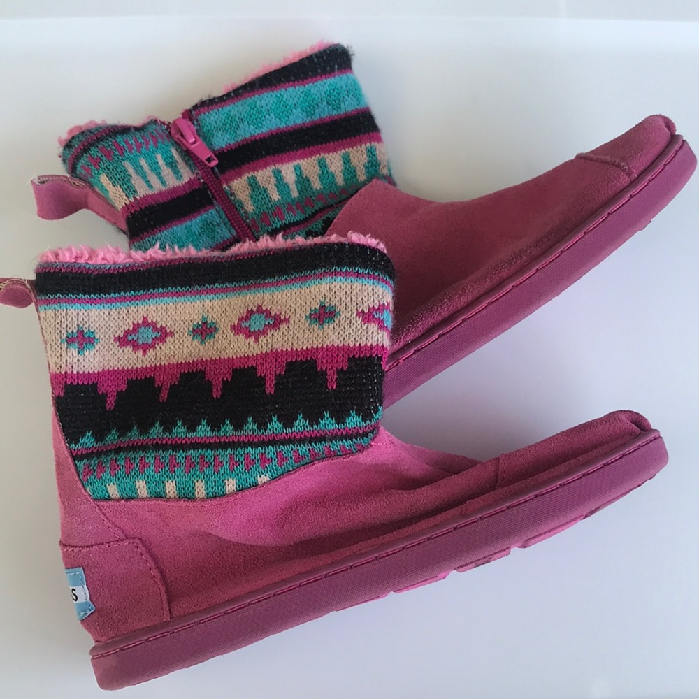 Toms Youth Girls Nepal Pink Suede Boot